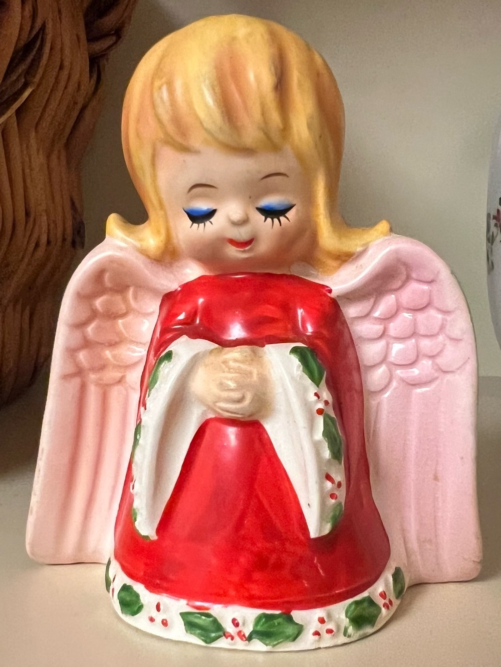 LEFTON JAPAN  hand painted 50s vintage MCM angel card holder cocktail napkin